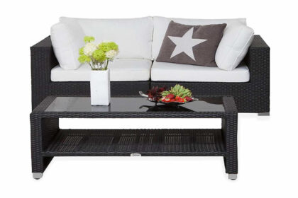 Loungegrupp utomhus bahamas 2-sits bord m hylla - svart