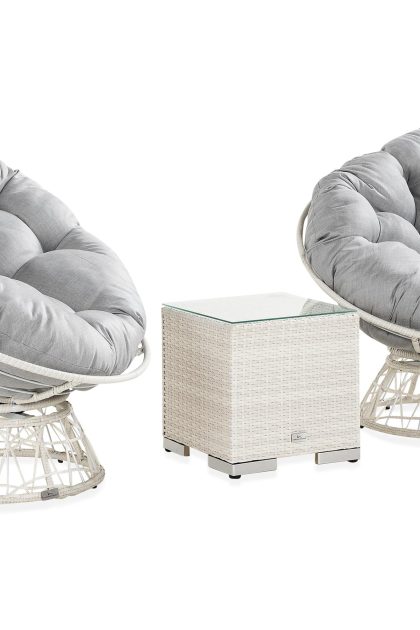 Caféset cozy + 2 cozy fåtöljer - vit|konstrotting