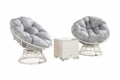 Caféset cozy + 2 cozy fåtöljer - vit|konstrotting