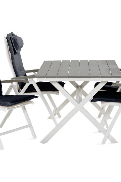 Matgrupp utomhus tunis 150 cm + 4 monaco lyx positionsstolar m dyna - svart|grå|vit