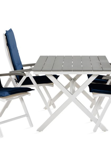 Matgrupp utomhus tunis 150 cm + 4 monaco lyx positionsstolar m dyna - svart|blå|vit