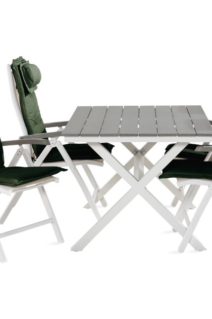 Matgrupp utomhus tunis 150 cm + 4 monaco lyx positionsstolar m dyna - svart|grön|vit