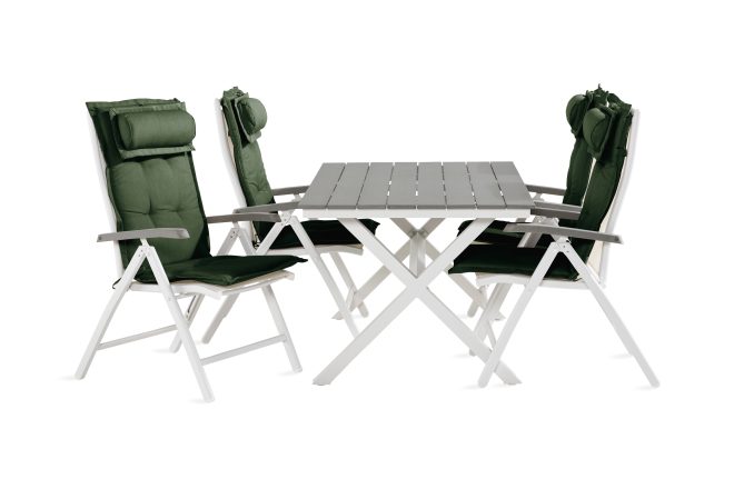 Matgrupp utomhus tunis 150 cm + 4 monaco lyx positionsstolar m dyna - svart|grön|vit
