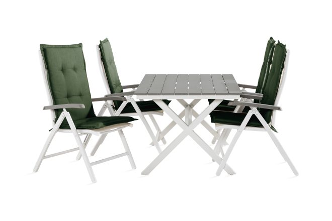 Matgrupp utomhus tunis 150 cm + 4 monaco lyx positionsstolar m dyna - svart|grön|vit