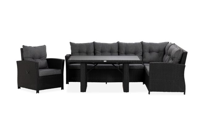 James Loungegrupp Utomhus Höger + Reclinerfåtölj - Svart|Aintwood