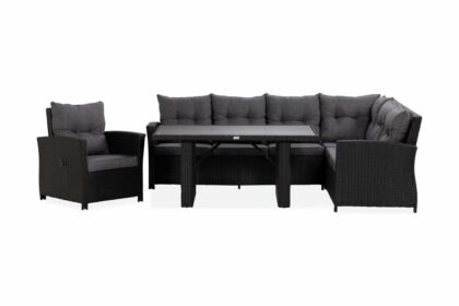 James loungegrupp utomhus höger + reclinerfåtölj - svart|aintwood