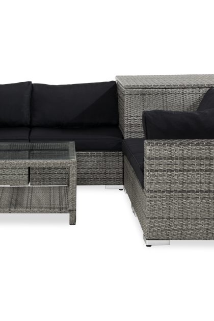 7-sits loungegrupp utomhus bahamas - grå hörndynbox bord