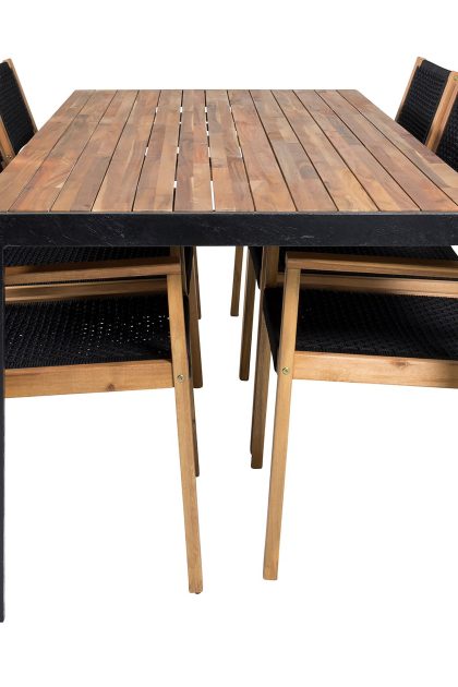 Bois matgrupp utomhus 200cm + 6 little john matstolar - svart/vit