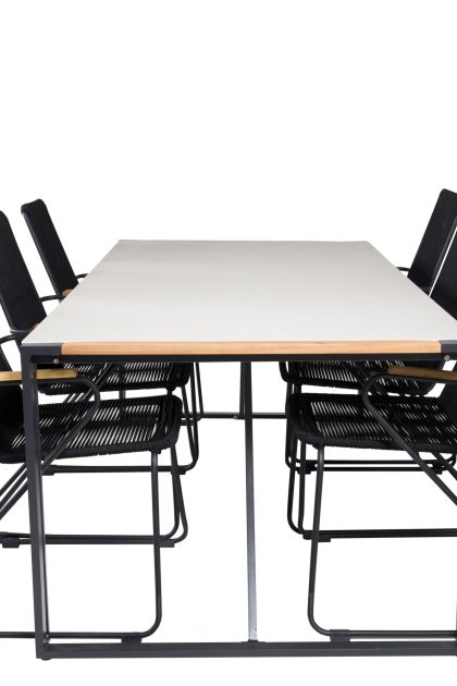 Texas matgrupp utomhus 200 cm + 6 st bois matstol - svart/brun