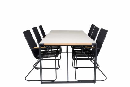 Texas matgrupp utomhus 200 cm + 6 st bois matstol - svart/brun