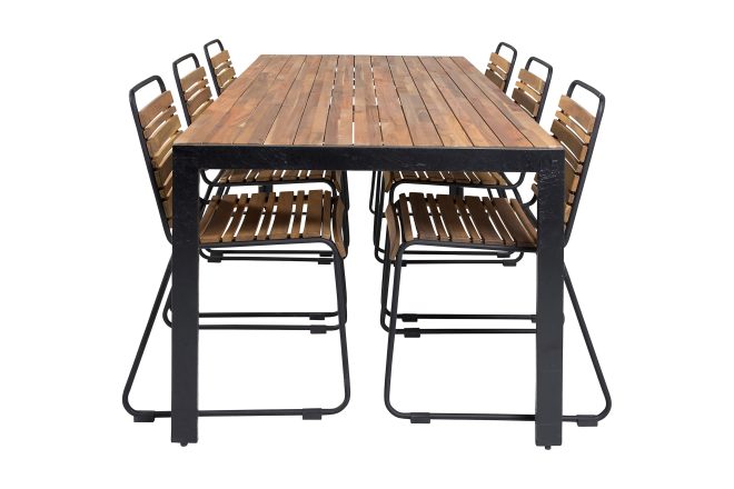 Bois matgrupp 200cm + 6 matstolar - natur/svart