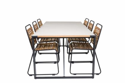 Texas matgrupp utomhus 200cm + 6 bois matstolar - natur/svart