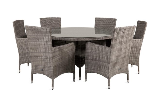 Matgrupp volta rund Ø150cm + 6 malin karmstolar natur/svart - venture home