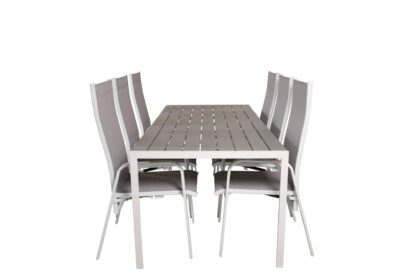 Break matgrupp utomhus 205 cm + 6 st copacabana reclinerstol utomhusar - grå /vit