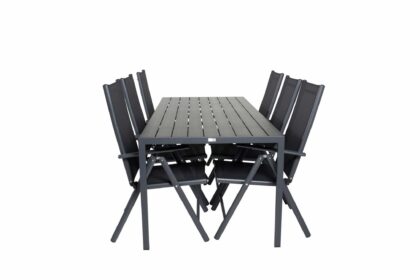 Break matgrupp utomhus + 6 utestolar - svart