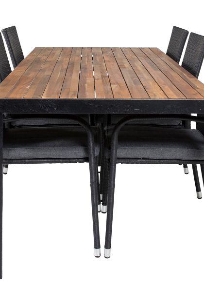 Bois matgrupp utomhus 200cm + 6 anna karmstolar - svart/grå