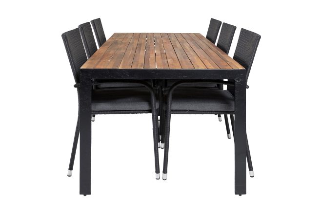 Bois matgrupp utomhus 200cm + 6 anna karmstolar - svart/grå