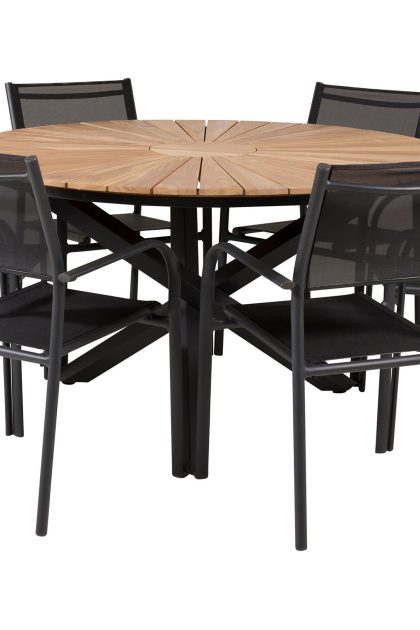 Matgrupp mexico rund Ø140cm + 6 santorini karmstolar svart/b - venture home