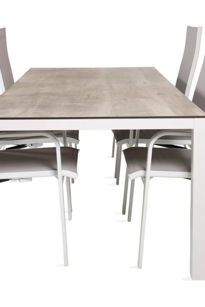 Llama matgrupp utomhus 205cm + 6 copacabana reclinerstolar - svart/grå
