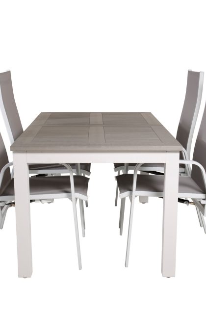 Albany förlängningsbar matgrupp utomhus 152cm + 4 copacabana stolar - vit