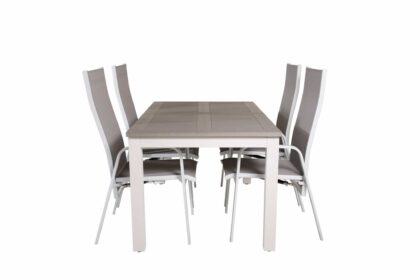 Albany förlängningsbar matgrupp utomhus 152cm + 4 copacabana stolar - vit