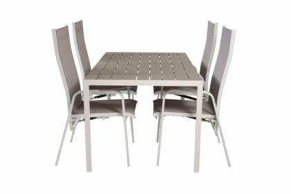 Break matgrupp utomhus 150 cm + 4 st copacabana matstolar utomhusar - grå /vit