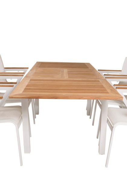 Matgrupp utomhus panama 160 cm rektangulär med 6 mexico utestolar - natur