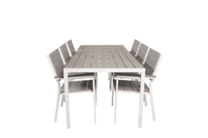 Break matgrupp utomhus 205 cm + 6 st levels matstolar utomhusar - grå /vit