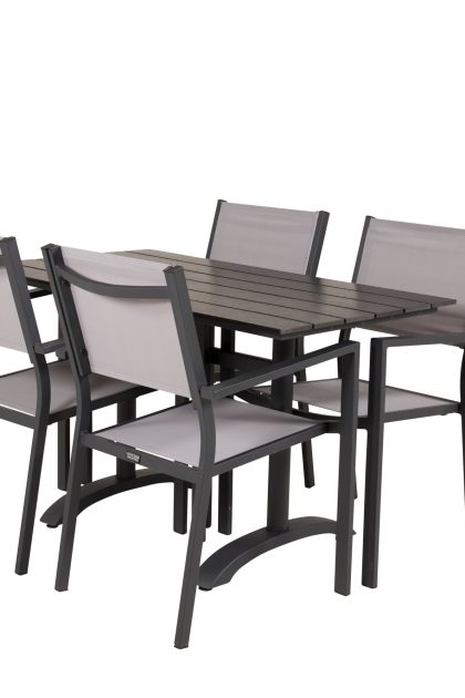 Matgrupp denver 120 cm + 4 copacabana karmstolar svart/grå - venture home