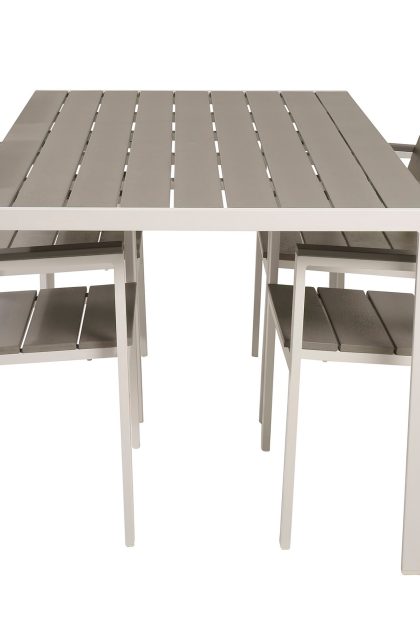 Matgrupp utomhus buitepos inkl 4 konob stolar - polywood|vit