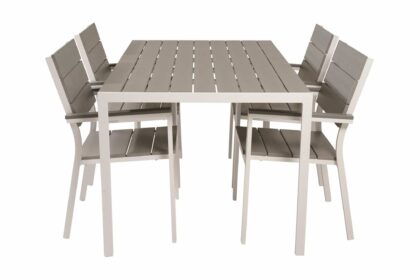Matgrupp utomhus buitepos inkl 4 konob stolar - polywood|vit