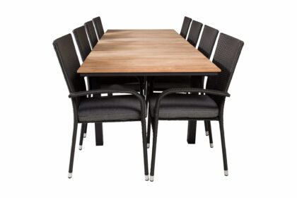 Mexico förlängningsbar matgrupp utomhus 160-240cm + 8 anna stolar - natur