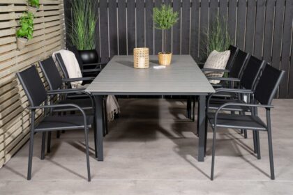Matgrupp levels förlängningsbar 160cm + 8 santorini stolar s - venture home