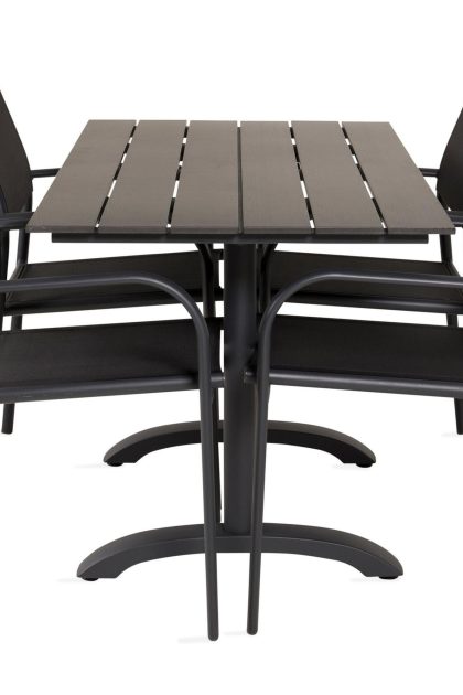 Matgrupp denver 120 cm + 4 santorini karmstolar svart - venture home