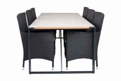 Texas matgrupp utomhus 200cm + 6 malin karmstolar - natur