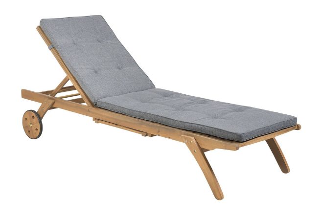 Solstol akaciaträ miskov med dyna - brun/mörkgrå