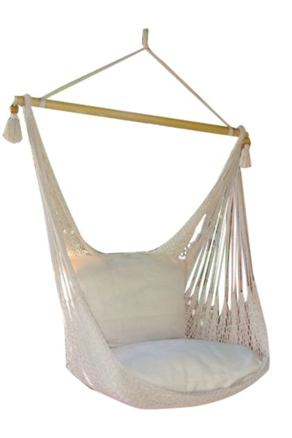 Hammockutestol lazy 130x127cm 100% bomull vit - vit