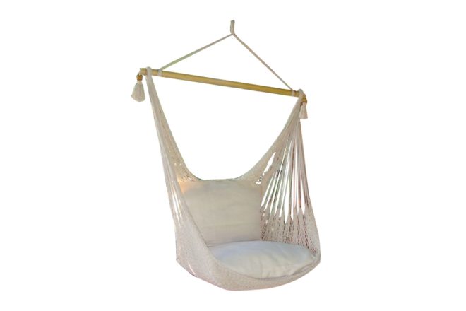 Hammockutestol lazy 130x127cm 100% bomull vit - vit