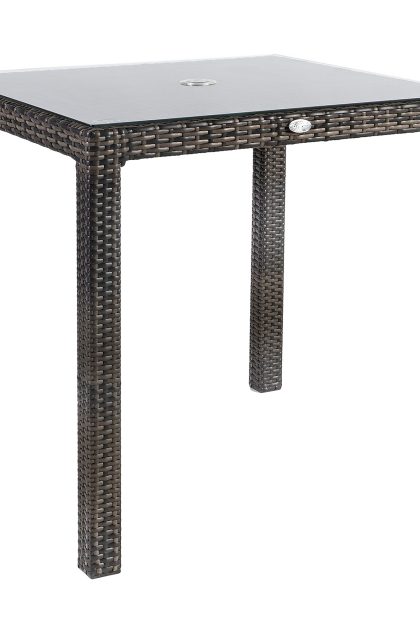 Utebord wicker 73x73xh71cm utebordsskiva: klart glas - mörkbrun