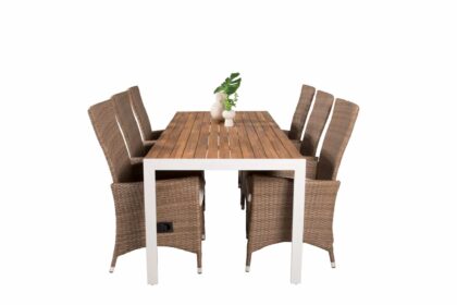 Bois matgrupp utomhus 205 cm + 6 st padova utefåtölj - brun