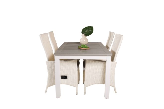 Albany förlängningsbar matgrupp utomhus 152-210 cm + 4 st padova matstol - grå