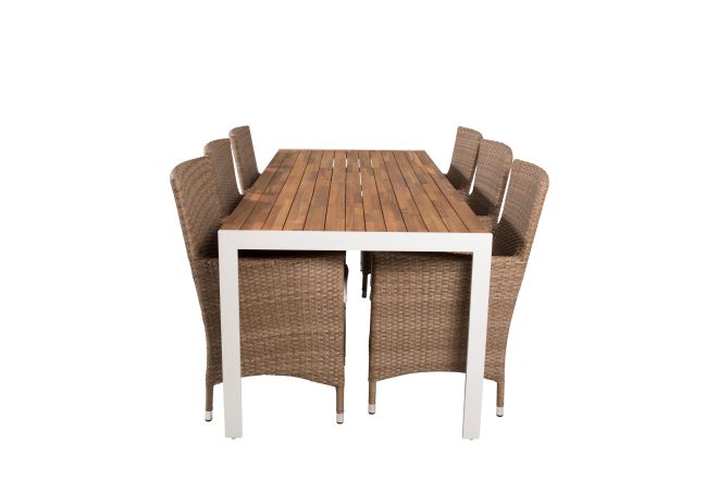 Bois matgrupp utomhus 205 cm + 6 st malin matstol - beige/brun