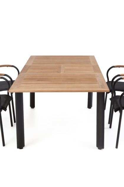 Matgrupp utomhus hillerstorp nydala 96x150-200 + 4 karmstolar - teak|svart