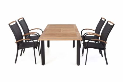 Matgrupp utomhus hillerstorp nydala 96x150-200 + 4 karmstolar - teak|svart