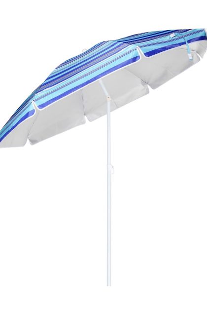 Hi strandparasoll 200 cm randigt blått - blå