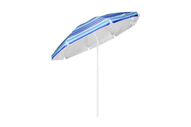 Hi strandparasoll 200 cm randigt blått - blå