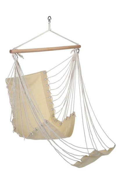 Hi hängstol utomhus med fotstöd beige bomull kanvas - beige