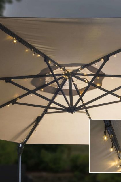 Hi soldriven led-slinga till parasoll 130 cm - vit