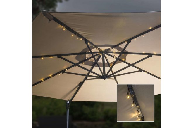 Hi soldriven led-slinga till parasoll 130 cm - vit