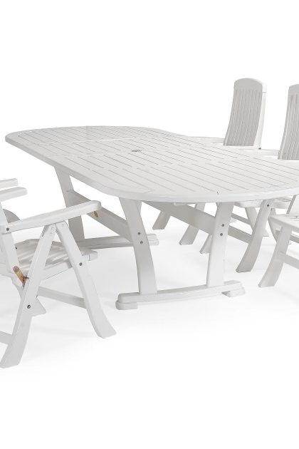 Matgrupp utomhus amelia 212-332x110 cm oval + 8 fåtöljer vit - hillerstorp